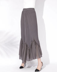 Luxury Ruffle-Hem Plisse Skirt