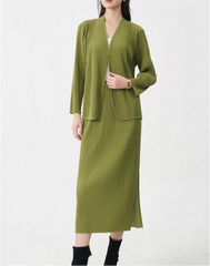 Premium Pleats Skirt Suit Set