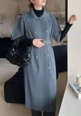 Luxury Pleated Belted Trench Coat