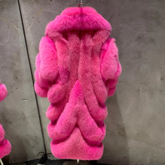 Women's Plush Full Length Fox Fur Coat