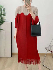 Luxury Plissé Dress with Tassel