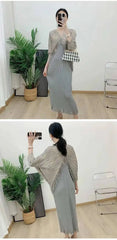 Luxury Pleated Tassel V-Neck Dress