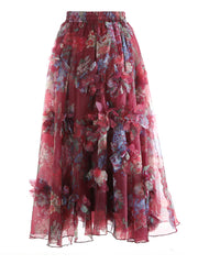Floral Appliqué Pull-On Skirt