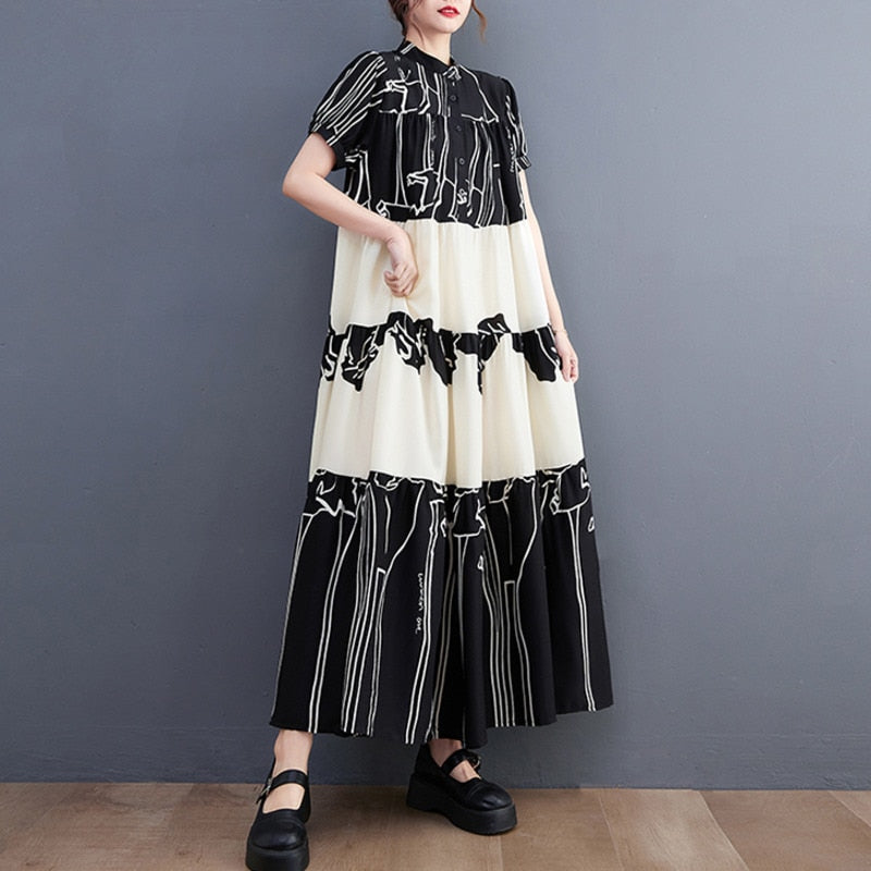 Elegant Chic Mid-Pleated Maxi Dress