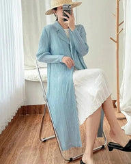 Tailored Plisse Duster Coat