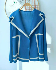 Pleated Shawl-Collar Cardigan