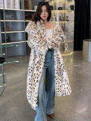 Women's Warm Luxury Leopard Faux Fur Coat