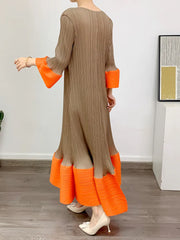 New! Full Of Wealth Pleated Orange Dress for Women