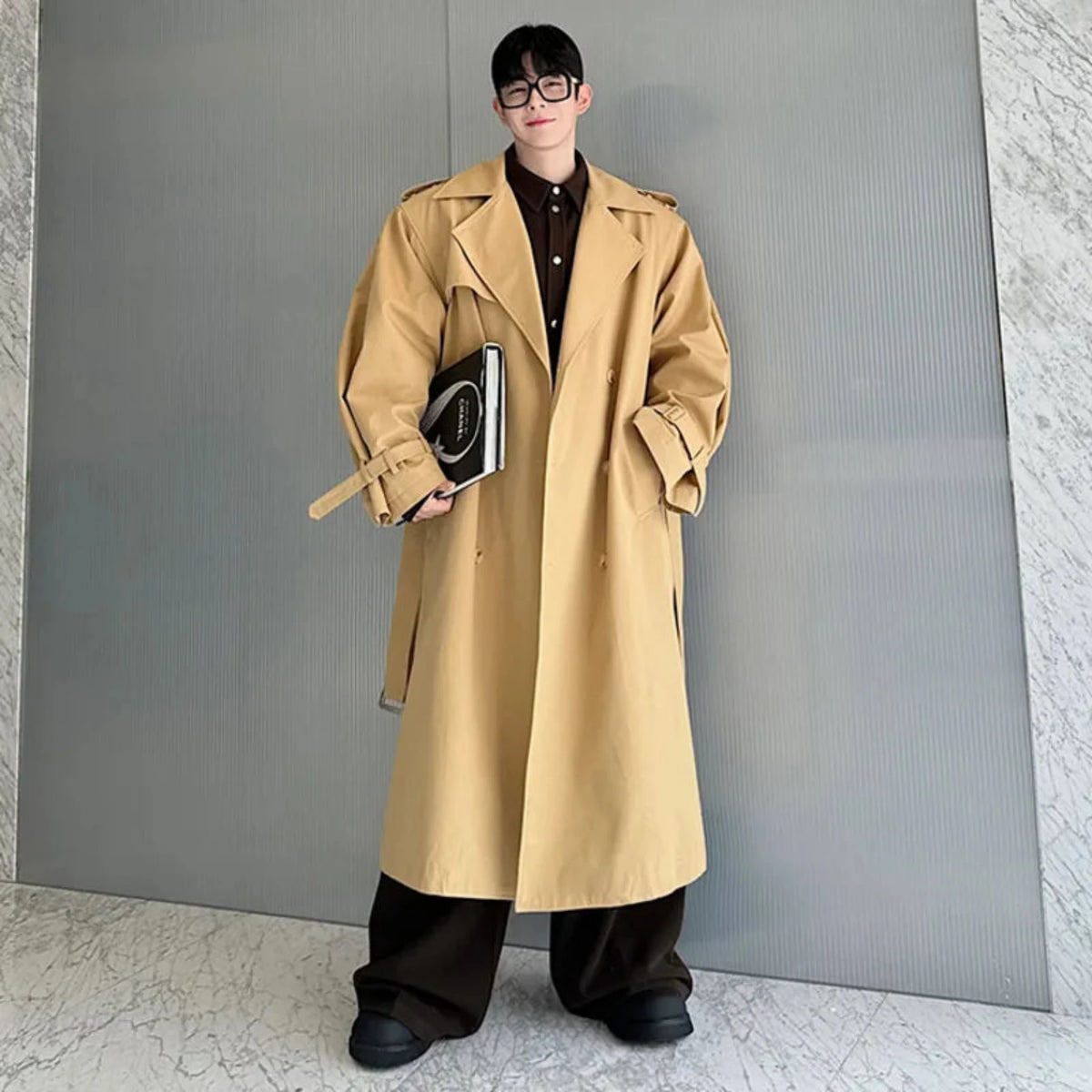 Men's Shoulder Padded Oversized Trench Coat | Luxury Streetwear