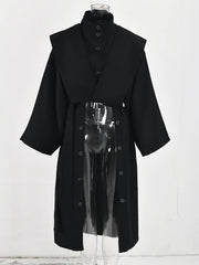 Women's Buttoned Trench Coat with Slits