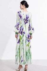 Couture Plisse Floral Midi Dress
