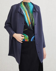 Luxury High-Collar Pleated Blouse