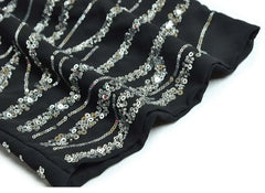 Flowy Sequin-Adorned Evening Dress