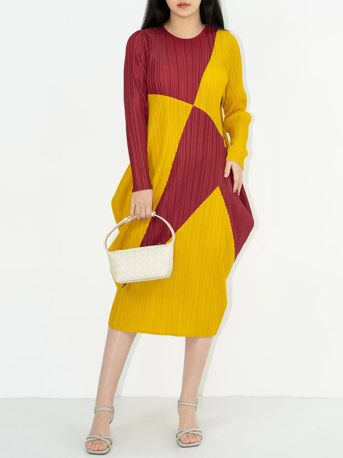 Luxury Geometric Pleated Dress