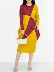 Luxury Geometric Pleated Dress