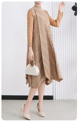 Luxury Metallic Pleats Dress