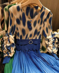 Luxury Plissé Ruffle Sleeve Dress