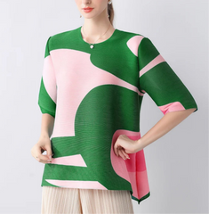 Luxury Pleated 3/4 Sleeve Blouse