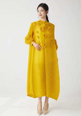 Elegant Pleated Floral Sleeve Dress