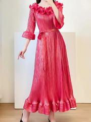Pleated Dress With Bell Sleeves