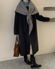 Wool-Blend Coat with Detachable Scarf