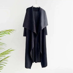 Elegant Drape Pleat Long Cardigan