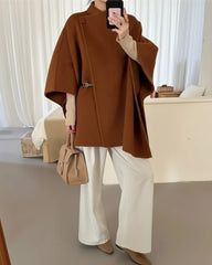 Luxury Wool-Blend Poncho Coat