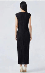 Sleeveless Pleated Crinkle Dress
