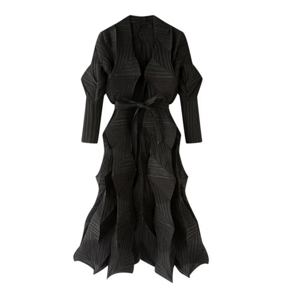 Geometric Pleated Trench Coat