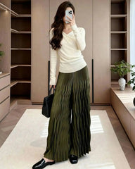 Plisse Fluid Wide-Leg Pant