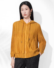 Luxury Pleated Hooded Jacket