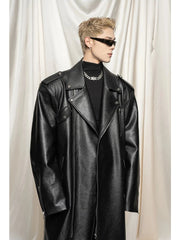 Men's Faux Leather Extra Long Trench Coat | Luxury Streetwear