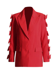 Statement Bow Sleeve Blazer - Red