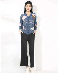 Luxury Plissé Patterned Blouse