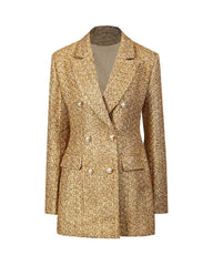Luxe Gold Metallic Tweed Coat