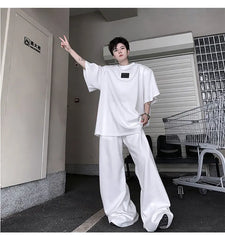 Men's Oversized Sequin Shirt and Wide-Leg Pants Set