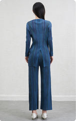 Luxury Plisse Striped Trousers Set