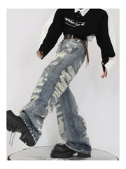 Men's Distressed Boot Cut Streetwear Jeans