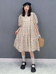 Katie Vintage Floral Puff Sleeves Dress