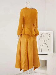 Peplum Pleated Top & Skirt Set