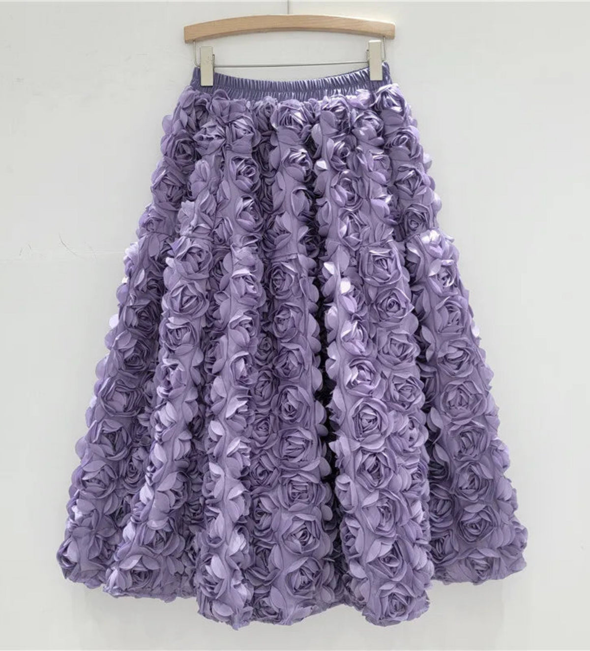 Rose Tulle Romantic Flared Midi Skirt