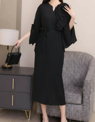 Luxury Floral Plissé Dress