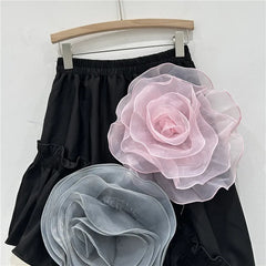 Women's Luxe Floral Appliqué Asymmetric Skirt