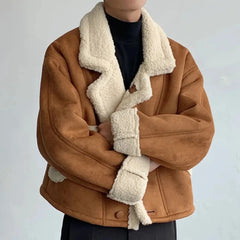 Men's Suede Faux-Shearling Bomber Jacket