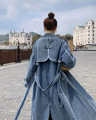 Women's Stylish Oversized Denim Trench Coat