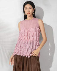 Bubble Pleated Sleeveless Top