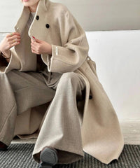 Luxury Wool-Blend Tie Belt Overcoat