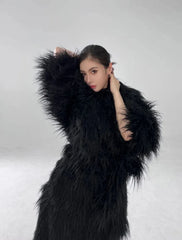 Women's Long Shaggy Faux Fur Coat Jacket