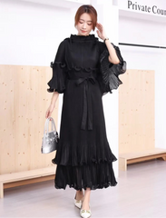 Luxury Pleated Ruffle Dress