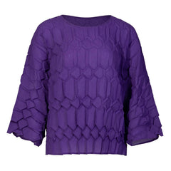 Pleated Geometric Plissé Top